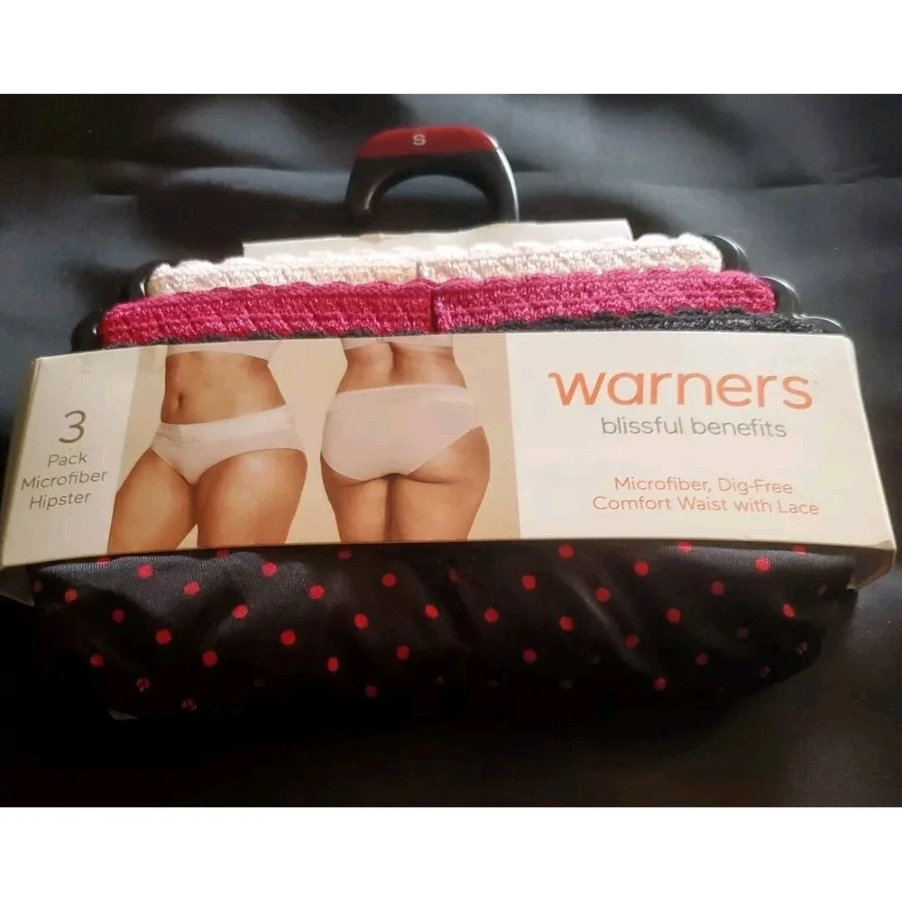 Warner's Blissful Benefits‎ Dig-free Comfort Waist W/Lace Hipster 3-Pack